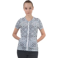 Dots Motif Geometric Print Design Short Sleeve Zip Up Jacket by dflcprintsclothing