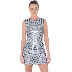 Dots Motif Geometric Print Design Lace Up Front Bodycon Dress