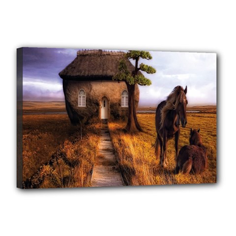 Strange House And Horses From Fonebook Canvas 18  X 12  (stretched) by 2853937