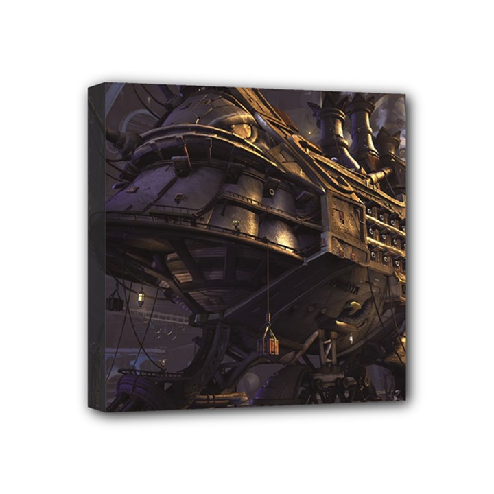 Steampunk Ship Mini Canvas 4  x 4  (Stretched)