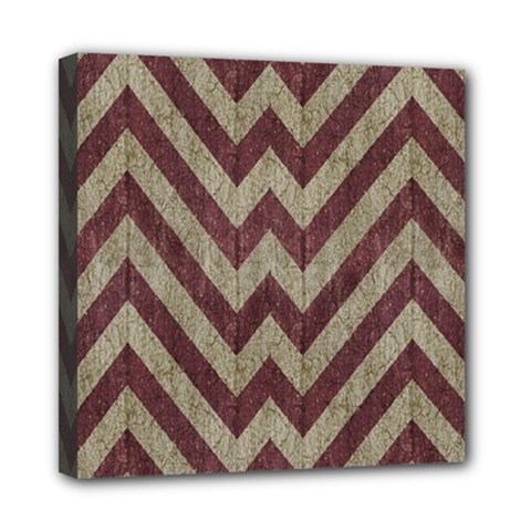 Vintage Grunge Geometric Chevron Pattern Mini Canvas 8  X 8  (stretched) by dflcprintsclothing