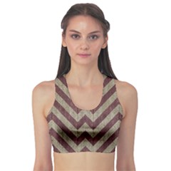 Vintage Grunge Geometric Chevron Pattern Sports Bra