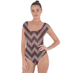 Vintage Grunge Geometric Chevron Pattern Short Sleeve Leotard  by dflcprintsclothing