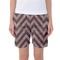 Vintage Grunge Geometric Chevron Pattern Women s Basketball Shorts by dflcprintsclothing