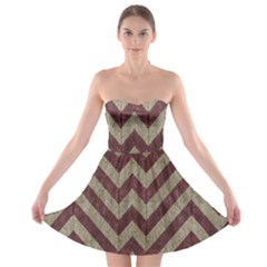 Vintage Grunge Geometric Chevron Pattern Strapless Bra Top Dress by dflcprintsclothing