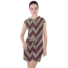 Vintage Grunge Geometric Chevron Pattern Drawstring Hooded Dress by dflcprintsclothing