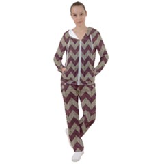 Vintage Grunge Geometric Chevron Pattern Women s Tracksuit