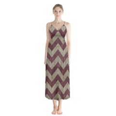 Vintage Grunge Geometric Chevron Pattern Button Up Chiffon Maxi Dress by dflcprintsclothing