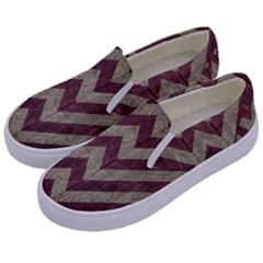 Vintage Grunge Geometric Chevron Pattern Kids  Canvas Slip Ons by dflcprintsclothing