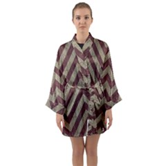 Vintage Grunge Geometric Chevron Pattern Long Sleeve Satin Kimono