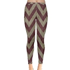 Vintage Grunge Geometric Chevron Pattern Inside Out Leggings by dflcprintsclothing