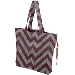 Vintage Grunge Geometric Chevron Pattern Drawstring Tote Bag by dflcprintsclothing