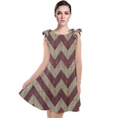 Vintage Grunge Geometric Chevron Pattern Tie Up Tunic Dress by dflcprintsclothing