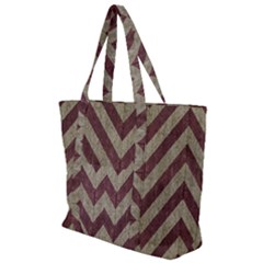 Vintage Grunge Geometric Chevron Pattern Zip Up Canvas Bag