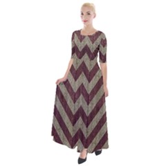 Vintage Grunge Geometric Chevron Pattern Half Sleeves Maxi Dress by dflcprintsclothing