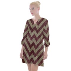 Vintage Grunge Geometric Chevron Pattern Open Neck Shift Dress by dflcprintsclothing