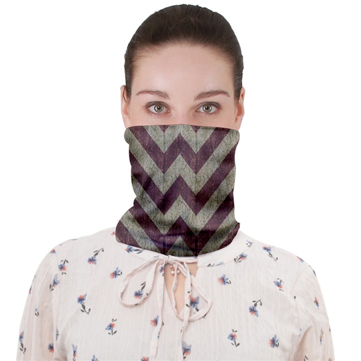 Vintage Grunge Geometric Chevron Pattern Face Covering Bandana (Adult)