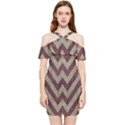 Vintage Grunge Geometric Chevron Pattern Shoulder Frill Bodycon Summer Dress View1