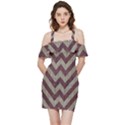 Vintage Grunge Geometric Chevron Pattern Shoulder Frill Bodycon Summer Dress View3