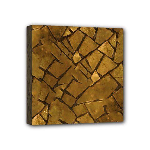 Golden Mosaic Texture Print Mini Canvas 4  X 4  (stretched) by dflcprintsclothing