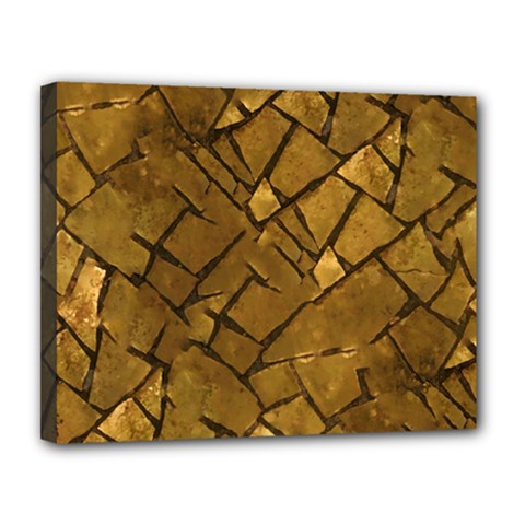 Golden Mosaic Texture Print Canvas 14  X 11  (stretched) by dflcprintsclothing