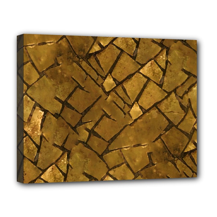 Golden Mosaic Texture Print Canvas 14  x 11  (Stretched)