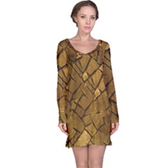 Golden Mosaic Texture Print Long Sleeve Nightdress by dflcprintsclothing