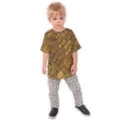 Golden Mosaic Texture Print Kids  Raglan Tee