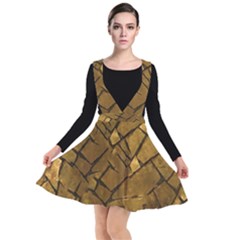 Golden Mosaic Texture Print Plunge Pinafore Dress