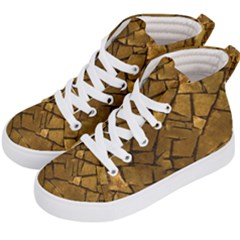 Golden Mosaic Texture Print Kids  Hi-top Skate Sneakers by dflcprintsclothing