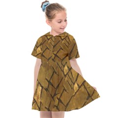 Golden Mosaic Texture Print Kids  Sailor Dress by dflcprintsclothing