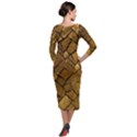 Golden Mosaic Texture Print Quarter Sleeve Midi Velour Bodycon Dress View2