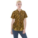 Golden Mosaic Texture Print Women s Short Sleeve Pocket Shirt View1