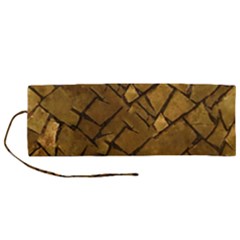 Golden Mosaic Texture Print Roll Up Canvas Pencil Holder (m)