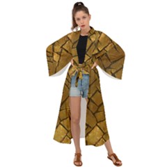 Golden Mosaic Texture Print Maxi Kimono by dflcprintsclothing