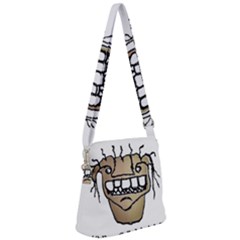 Sketchy Monster Head Drawing Zipper Messenger Bag by dflcprintsclothing