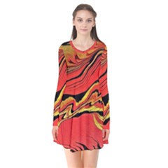 Warrior s Spirit Long Sleeve V-neck Flare Dress by BrenZenCreations