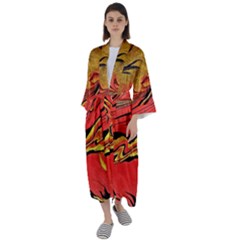 Warrior s Spirit Maxi Satin Kimono by BrenZenCreations