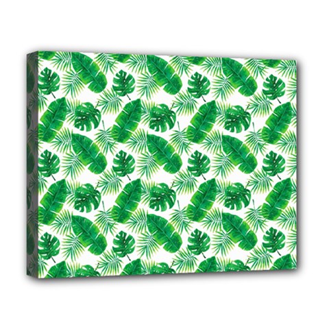 Tropical Leaf Pattern Deluxe Canvas 20  X 16  (stretched) by Dutashop