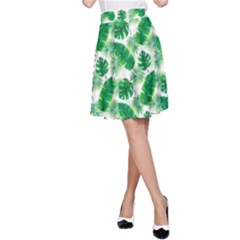 Tropical Leaf Pattern A-line Skirt by Dutashop