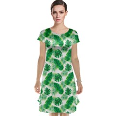 Tropical Leaf Pattern Cap Sleeve Nightdress by Dutashop