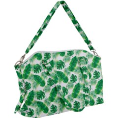 Tropical Leaf Pattern Canvas Crossbody Bag