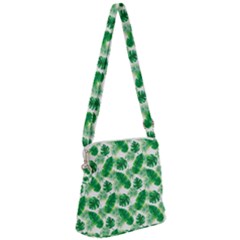 Tropical Leaf Pattern Zipper Messenger Bag by Dutashop