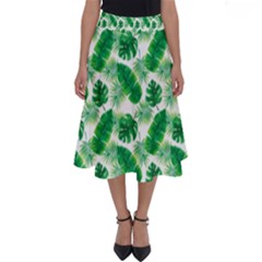 Tropical Leaf Pattern Perfect Length Midi Skirt by Dutashop