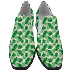 Tropical Leaf Pattern Women Slip On Heel Loafers