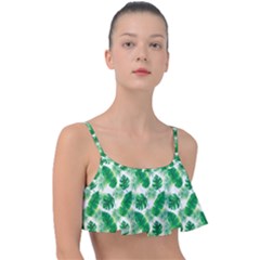 Tropical Leaf Pattern Frill Bikini Top