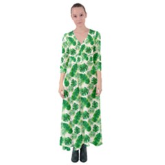 Tropical Leaf Pattern Button Up Maxi Dress