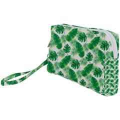 Tropical Leaf Pattern Wristlet Pouch Bag (small) by Dutashop