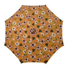 Flower Orange Pattern Floral Golf Umbrellas by Dutashop