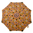 Flower Orange Pattern Floral Hook Handle Umbrellas (Small) View1